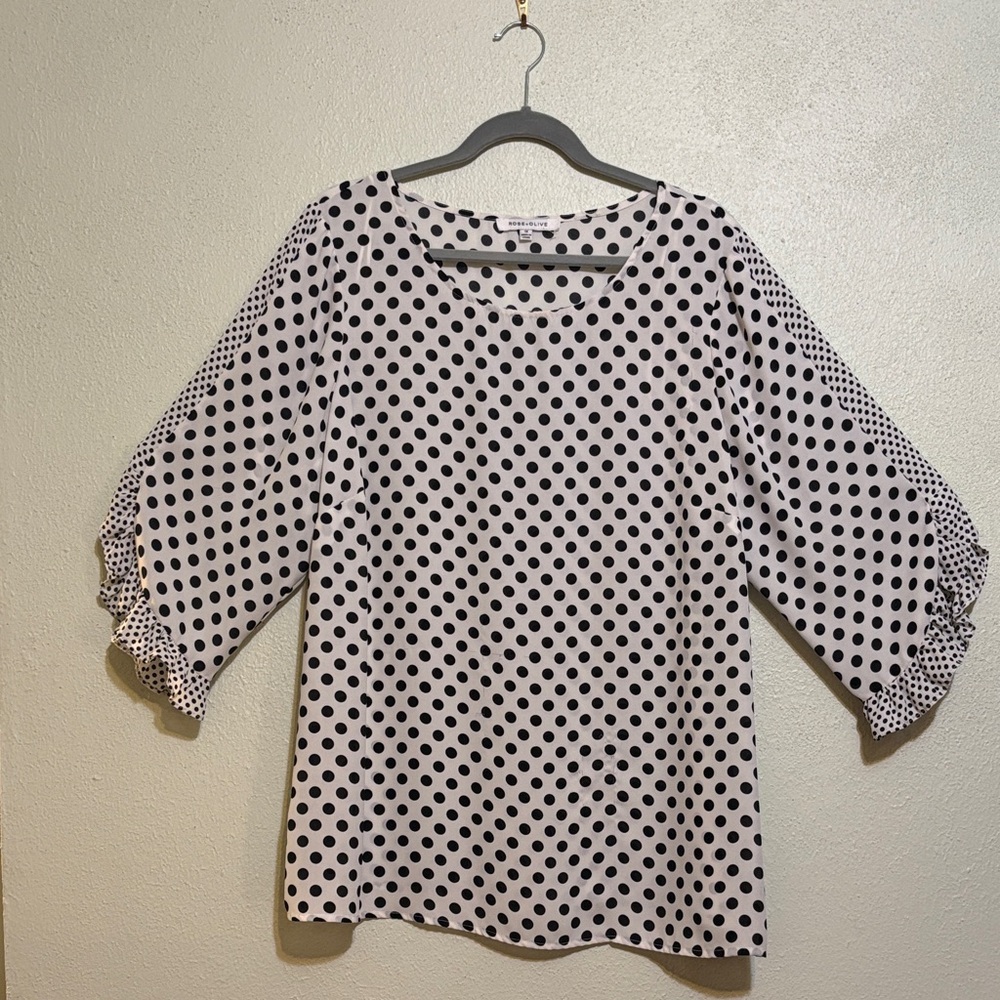 Rose & Olive Black and White Polka Dot Blouse